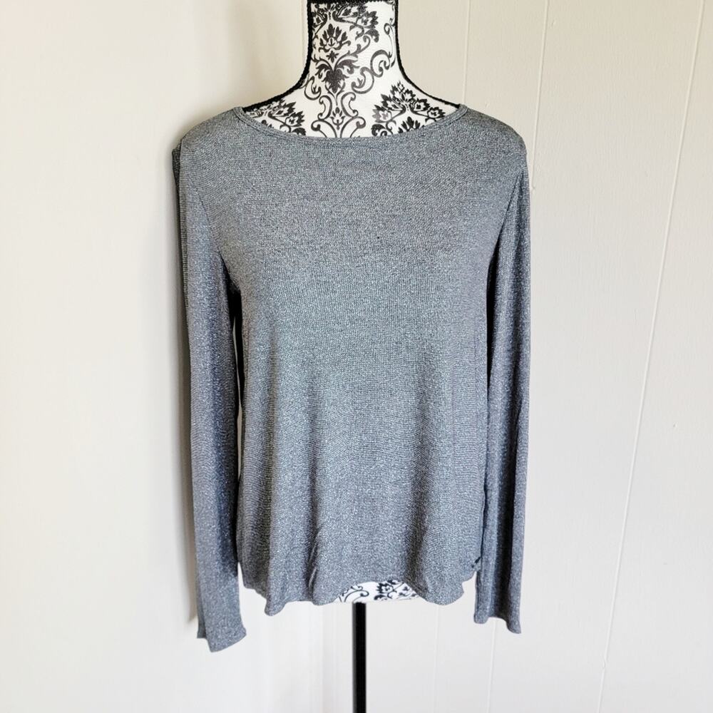 Betsey Johnson Performance Long Sleeve Metallic Top
